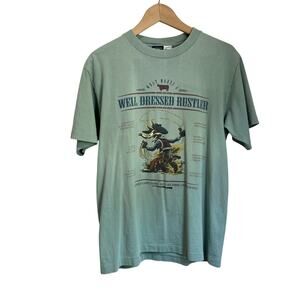 VTG Warner Brothers Looney Tunes Wile E Coyote Well Dressed Rustler T Shirt Sz L